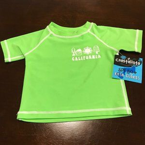 New Unisex Toddler Green Rash Guard SPF50  Swim Top Shirt Short Sleeve 12 Months